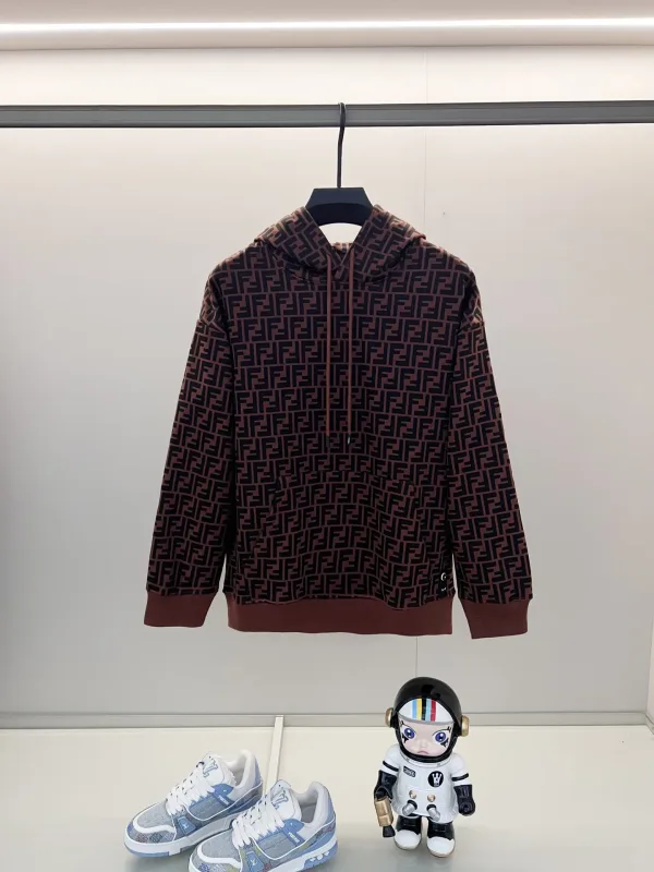 Fendi Sweatshirt replica lyx Svart Grå bomull Monogram Logo Pure