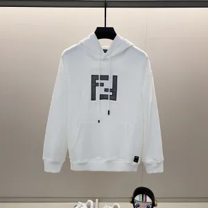 Fendi Sweatshirt replica lyx Svart Vit bomull Broderad logotyp Pure