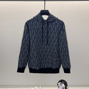 Fendi Sweatshirt replika super klon Svart Vit Monogram Logotyp Tyg