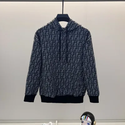 Fendi Sweatshirt replika super klon Svart Vit Monogram Logotyp Tyg