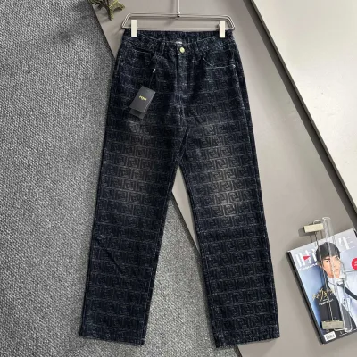 Fendi Byxor replika super klon lyx Denim Bomull Par Everyday