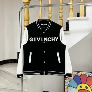 Givenchy jacka replika 1:1 svart vit ull kalvskinn broderat monogram