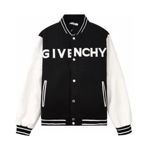 Givenchy jacka replika 1:1 vit svart ull kalvskinn broderat monogram