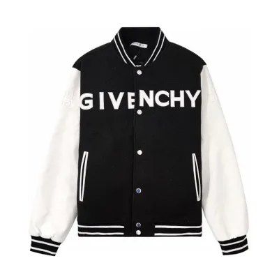 Givenchy jacka replika 1:1 vit svart ull kalvskinn broderat monogram
