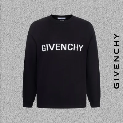 Givenchy tr??ja replika lyx svart stickad logotyp Matchande stickad crewneck