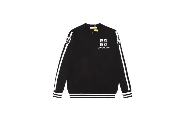 Givenchy Sweater replica lyx Svart Wool Washed Jacquard Snygg Ss