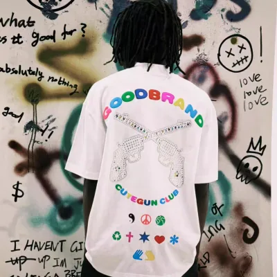 Goodbrand kortärmad replika lyxig vit svart broderad skjorta Gd