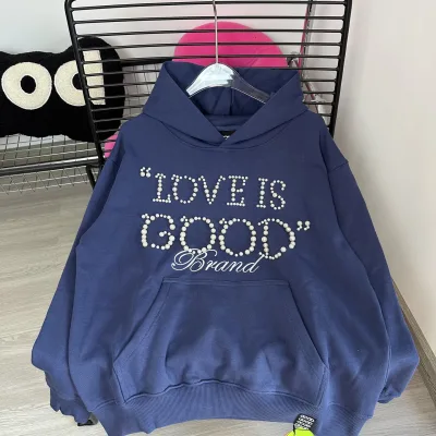 Goodbrand Sweatshirt replika lyx 1:1 Marinblå bomull Broderad Vad