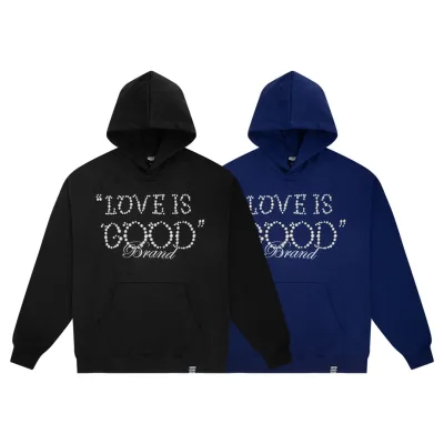 Goodbrand Sweatshirt replica lyx Svart Blå Love Is Pearl Slogan