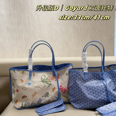 Goyard Kvinnor Laptop Väska replica lyx Blue Double Sided Iris