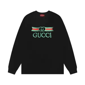 Gucci l?£¤ng?¡èrmad replika lyxig svart bomull broderad logotyp dubbel