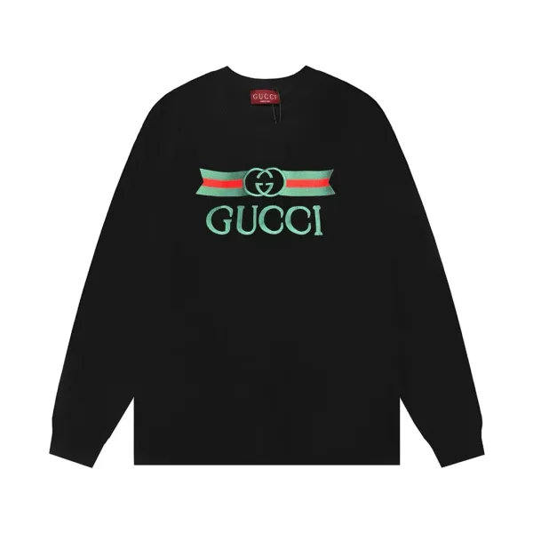Gucci l?£¤ng?¡èrmad replika lyxig svart bomull broderad logotyp dubbel