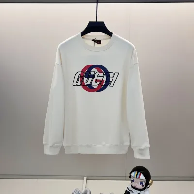 Gucci Sweatshirt replika lyx röd grön bomull broderad logotyp Crewneck