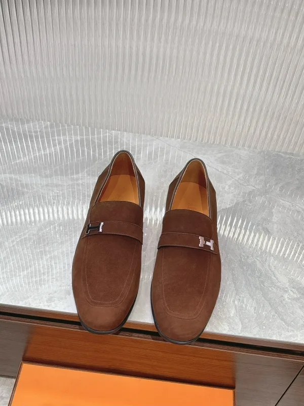 Hermes Loafers Replik Luxus 1:1 Braunes Leder Rindsleder Modern Importiert