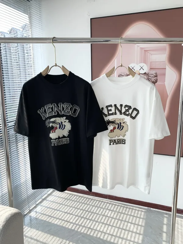Kenzo Skjorta replika 1:1 lyxig White Black Cotton Logo Classic