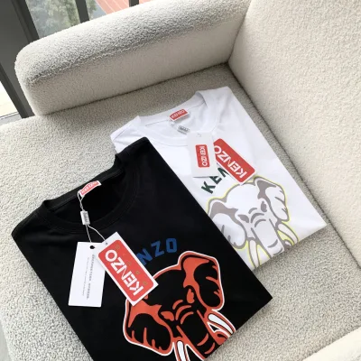Kenzo Skjorta replika super klon Svart Vit Bomull Logotyp Klassisk