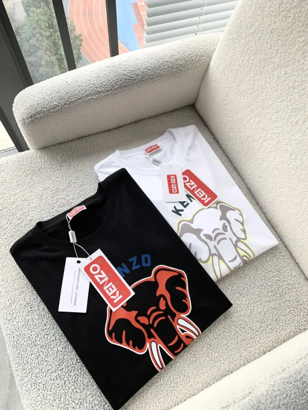 Kenzo Skjorta replika super klon Svart Vit Bomull Logotyp Klassisk
