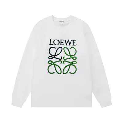Loewe Long Sleeves replika lyxig vit bomull Broderad logotyp Dubbel