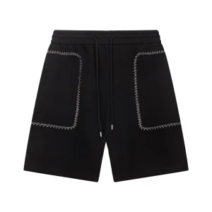 Loewe Shorts replika 1:1 super clone Black Leather Cotton Brodered