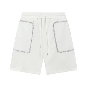 Loewe Shorts replika lyx vitt l?¡èder bomull Broderad logotyp Casual