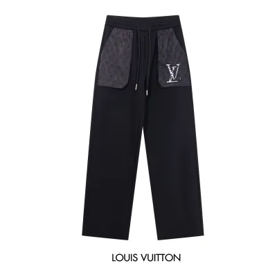 Louis Vuitton Casual Pants replika 1:1 Black White Logo Brodery