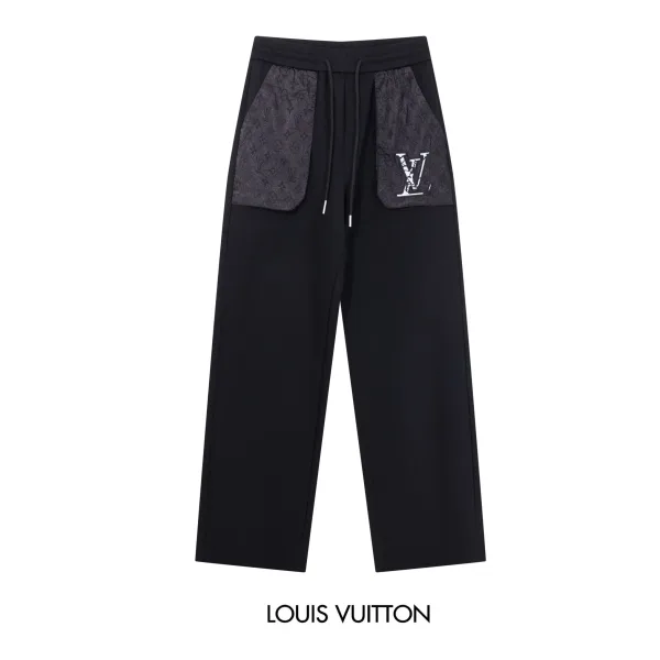 Louis Vuitton Casual Pants replika 1:1 Black White Logo Brodery