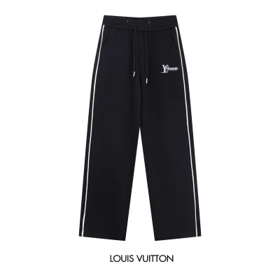Louis Vuitton Casual Pants replika super klon Svart Vit Broderad