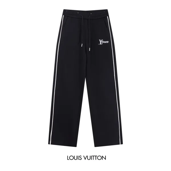 Louis Vuitton Casual Pants replika super klon Svart Vit Broderad
