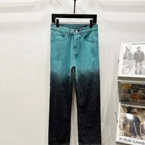 Louis Vuitton Jeans replika 1:1 Black Blue Leather Gradient Broderad