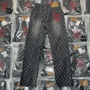 Louis Vuitton Jeans replika lyxig bomull Denim Monogram Logo Re