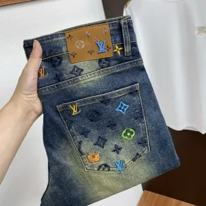 Louis Vuitton Jeans replika 1:1 Denim Läder Washed Original Re