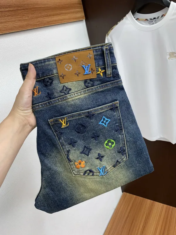 Louis Vuitton Jeans replika 1:1 Denim Läder Washed Original Re