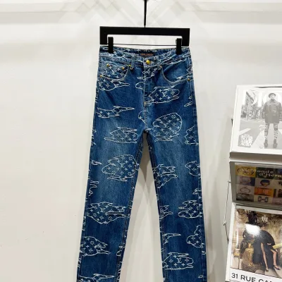 Louis Vuitton Jeans replika lyx 1:1 Blue Denim Logo Arrival