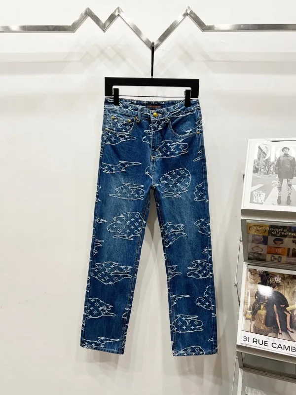 Louis Vuitton Jeans replika lyx 1:1 Blue Denim Logo Arrival
