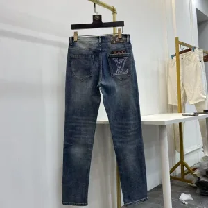 Louis Vuitton Jeans replika lyx super clone Cotton Denim Washed