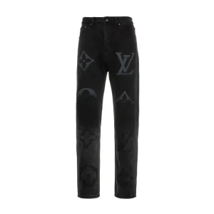 Louis Vuitton Jeans replika super klon Silver Denim Läder Gradient