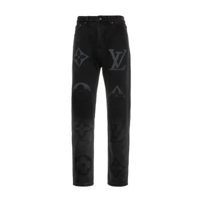 Louis Vuitton Jeans replika super klon Silver Denim Läder Gradient