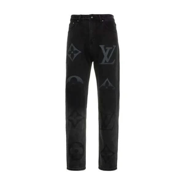 Louis Vuitton Jeans replika super klon Silver Denim Läder Gradient