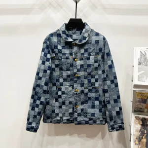 Louis Vuitton Skjorta replika super klon Guld Vit Denim Bomull
