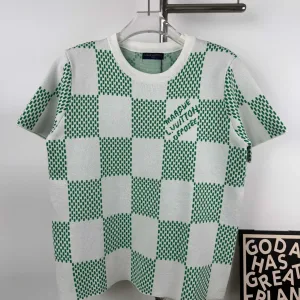 Louis Vuitton kortärmad replika 1:1 Green Is It Checkerboard