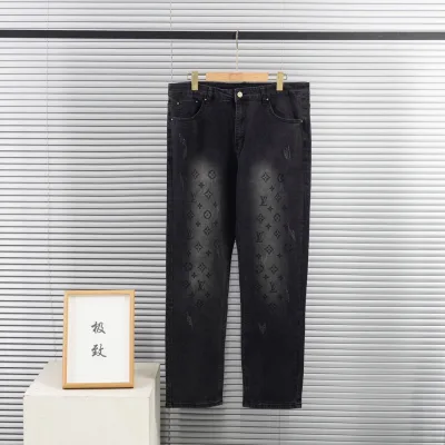Louis Vuitton kortärmad replika lyx 1:1 Grå Vit Denim