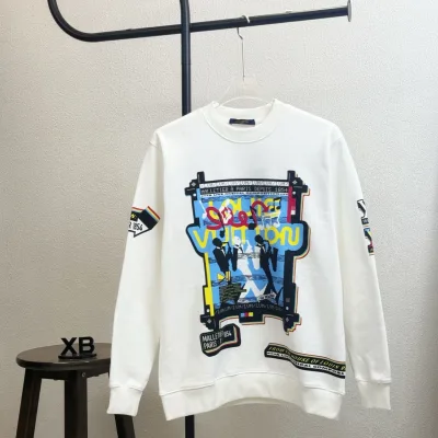 Louis Vuitton Hoodie replika lyx White Cotton Xb Musician Crew