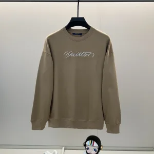 Louis Vuitton Sweatshirt replika lyx super klon Svart Khaki Bomull