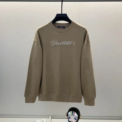 Louis Vuitton Sweatshirt replika lyx super klon Svart Khaki Bomull