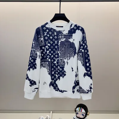 Louis Vuitton Sweatshirt replica super clone 1:1 Black White Cotton