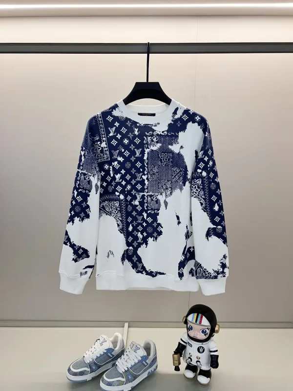 Louis Vuitton Sweatshirt replica super clone 1:1 Black White Cotton