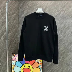 Louis Vuitton Sweatshirt replika super klon Svart Vit Bomull Broderad