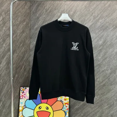 Louis Vuitton Sweatshirt replika super klon Svart Vit Bomull Broderad