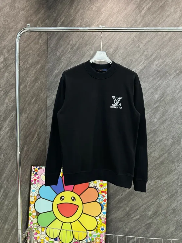 Louis Vuitton Sweatshirt replika super klon Svart Vit Bomull Broderad
