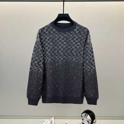 Louis Vuitton Sweatshirt replika super klon Svart Vit Bomull Logotyp
